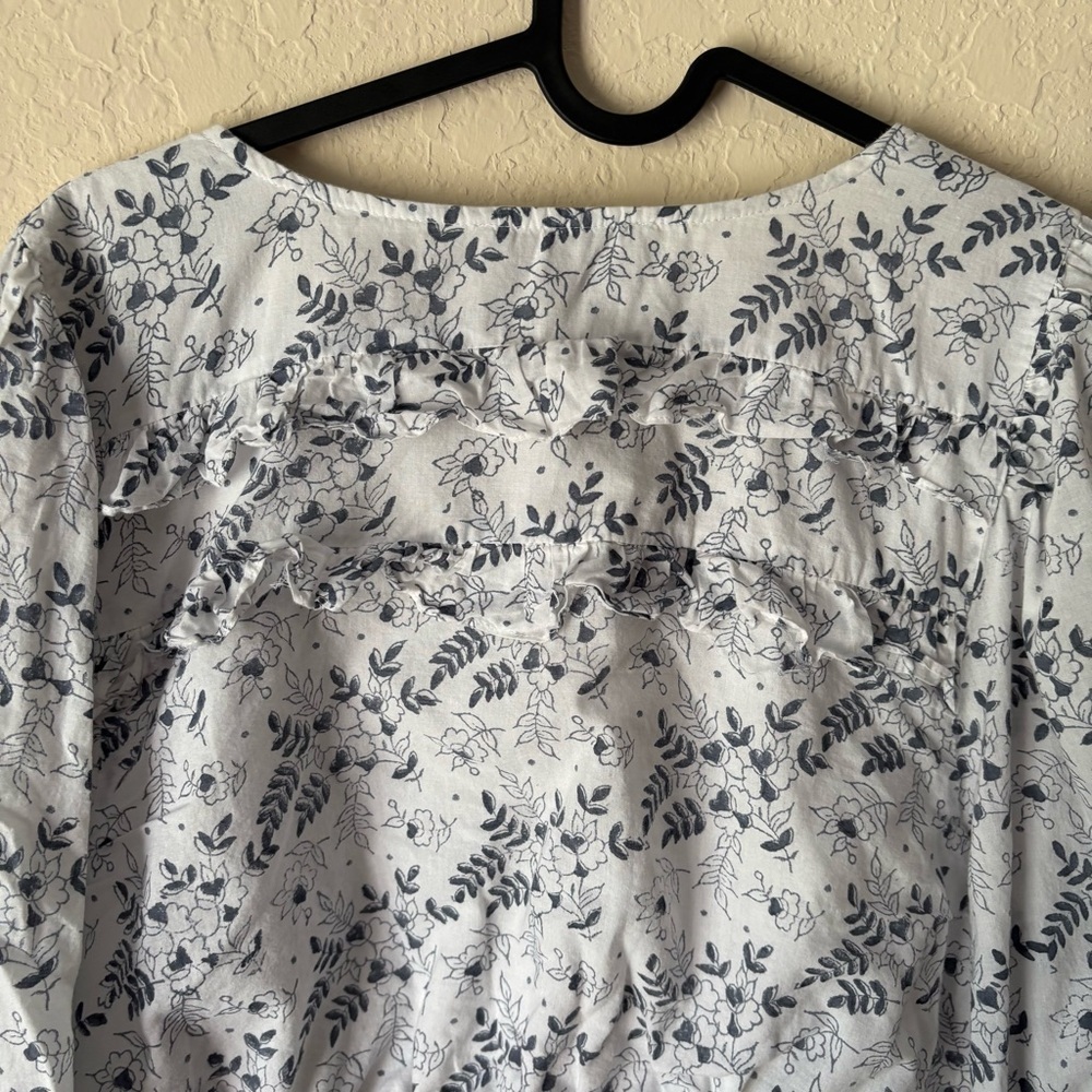 Cleobella | Women's Organic Cotton Floral Cropped 3/4 Sleeve Blouse Size Large - Picture 7 of 9